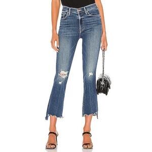 MOTHER Insider Crop Step Chew Jeans Dancing On Coals High Rise Distressed 28